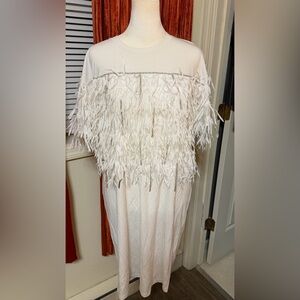 White Fringe and rhinestone tunic Dress. Dress is perfect for concerts.